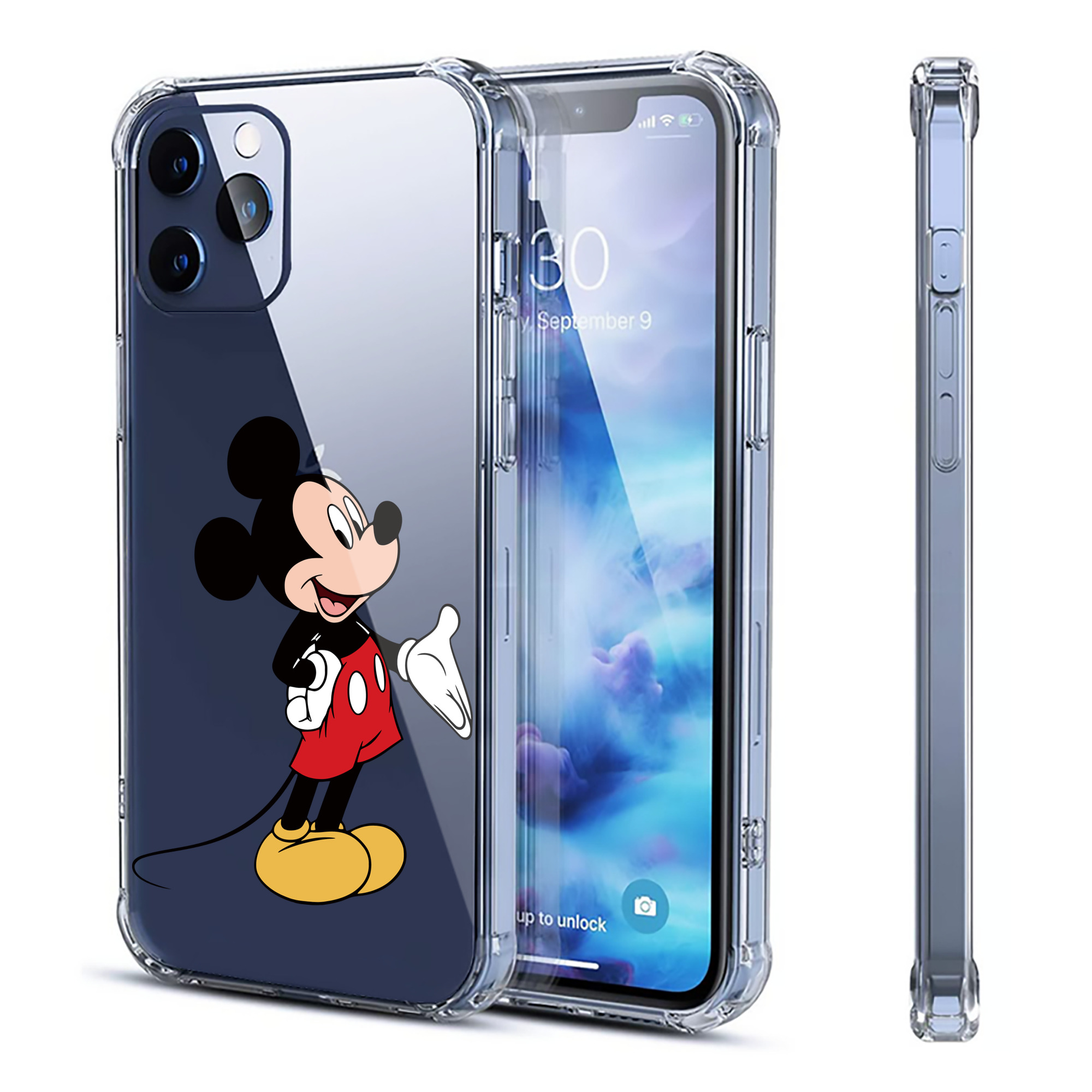 （画像用） ミッキーマウス Mickey Mouse 【iPhone 12シリーズ対応】透明スマホケース（クリアソフトケース）